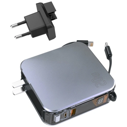 Kup 4smarts Lucid 3in1 Powerbank Încărcător hibrid 10000mAh 20W + cablu USB-C / Lightning argintiu - 4SMR66 - {ean13} - Sklep Home Screen