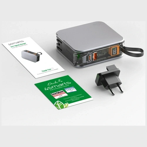 Kup 4smarts Lucid 3in1 Powerbank Încărcător hibrid 10000mAh 20W + cablu USB-C / Lightning argintiu - 4SMR66 - {ean13} - Sklep Home Screen