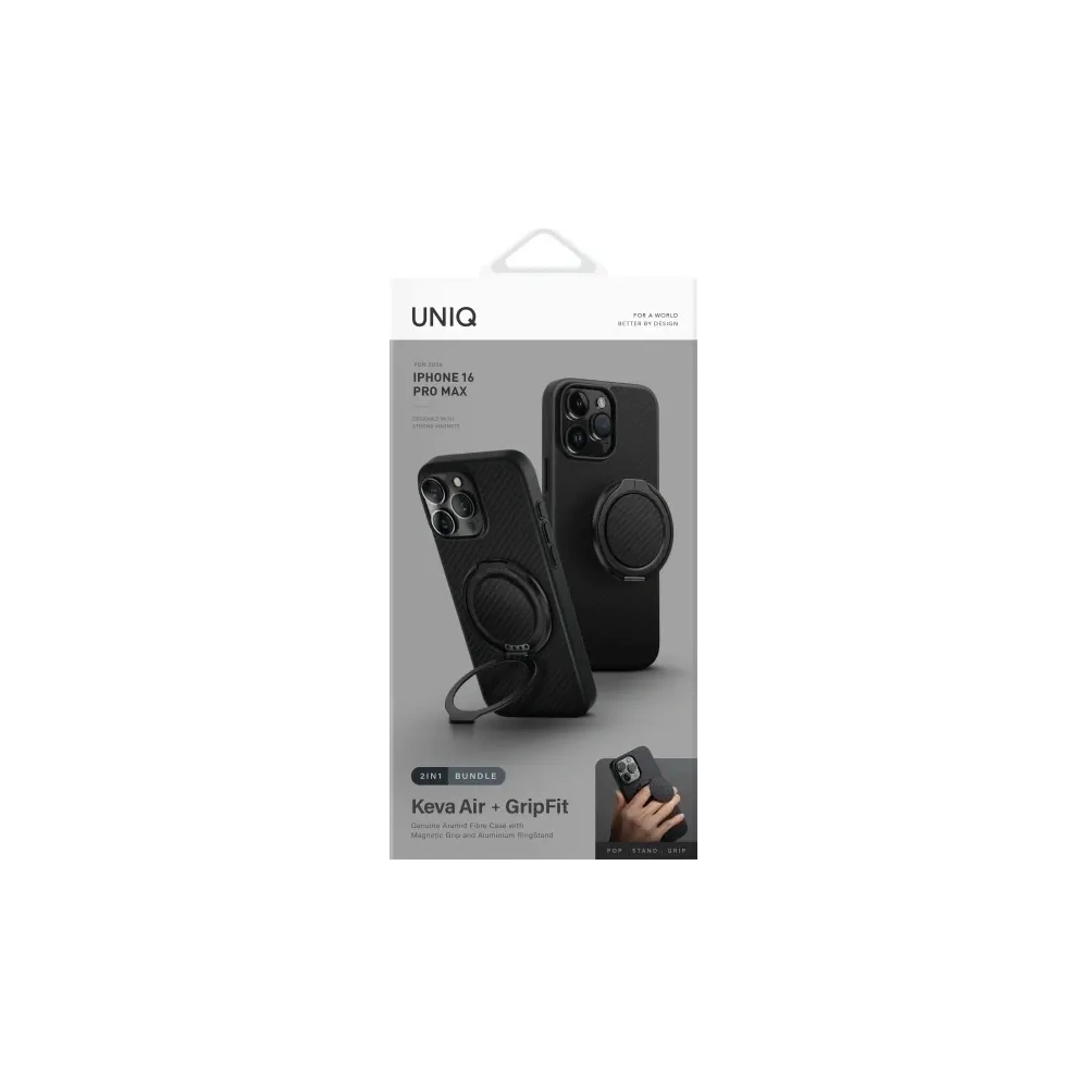 Etui UNIQ Keva Air Apple iPhone 16 Pro Max Magclick Charging czarny/carbon black