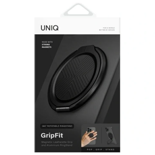Kup Magnetyczny uchwyt na palec z funkcją podstawki UNIQ Gripfit 360 Magnetic Mount&Kickstand czarny/midnight black - UNIQ1430 - {ean13} - Sklep Home Screen