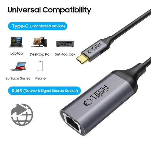 Kup Tech-Protect Ultraboost Adapter USB-C / Ethernet RJ45 1000Mbps Fekete - THP3805 - {ean13} - Sklep Home Screen