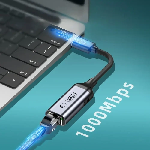 Kup Tech-Protect Ultraboost Adapter USB-C / Ethernet RJ45 1000Mbps Schwarz - THP3805 - {ean13} - Sklep Home Screen