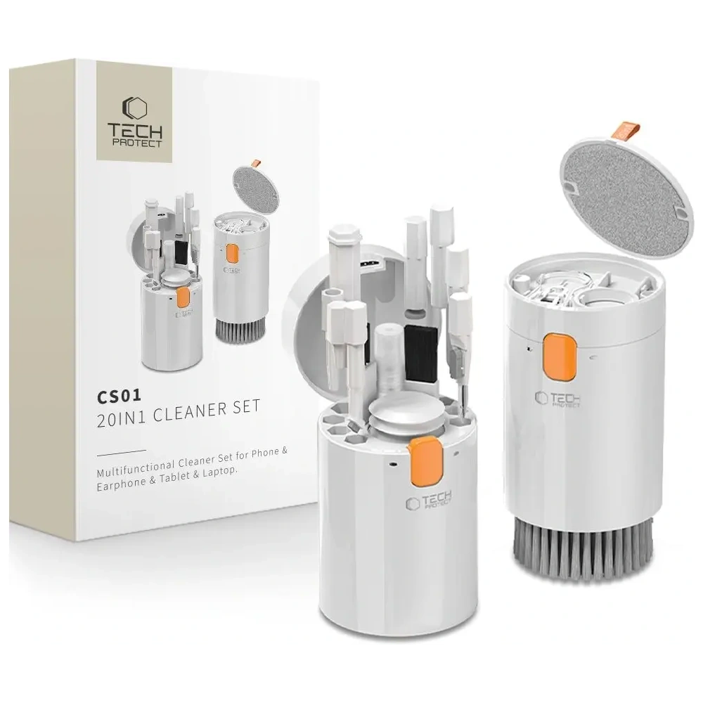 Zestaw czyszczący do telefonu / słuchawek / laptopa Tech-Protect CS01 Cleaner Set 20in1 For Phone & Earphone & Tablet & Laptop White
