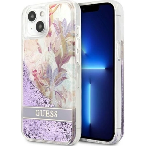 Kup [OUTLET] Tok Guess GUHCP13SLFLSU Apple iPhone 13 mini lila/purple keménytok Flower Liquid Glitter - OT-841 - {ean13} - Sklep Home Screen