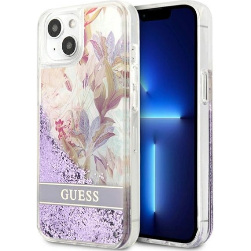 Buy [OUTLET] Case Guess GUHCP13SLFLSU Apple iPhone 13 mini purple hardcase Flower Liquid Glitter - OT-841 - {ean13} - Home Screen Store Europe
