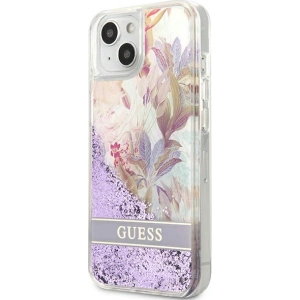 Kup [OUTLET] Etui Guess GUHCP13SLFLSU Apple iPhone 13 mini fioletowy/purple hardcase Flower Liquid Glitter - OT-841 - {ean13} - Sklep Home Screen