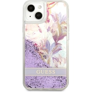 Kup [OUTLET] Etui Guess GUHCP13SLFLSU Apple iPhone 13 mini fioletowy/purple hardcase Flower Liquid Glitter - OT-841 - {ean13} - Sklep Home Screen