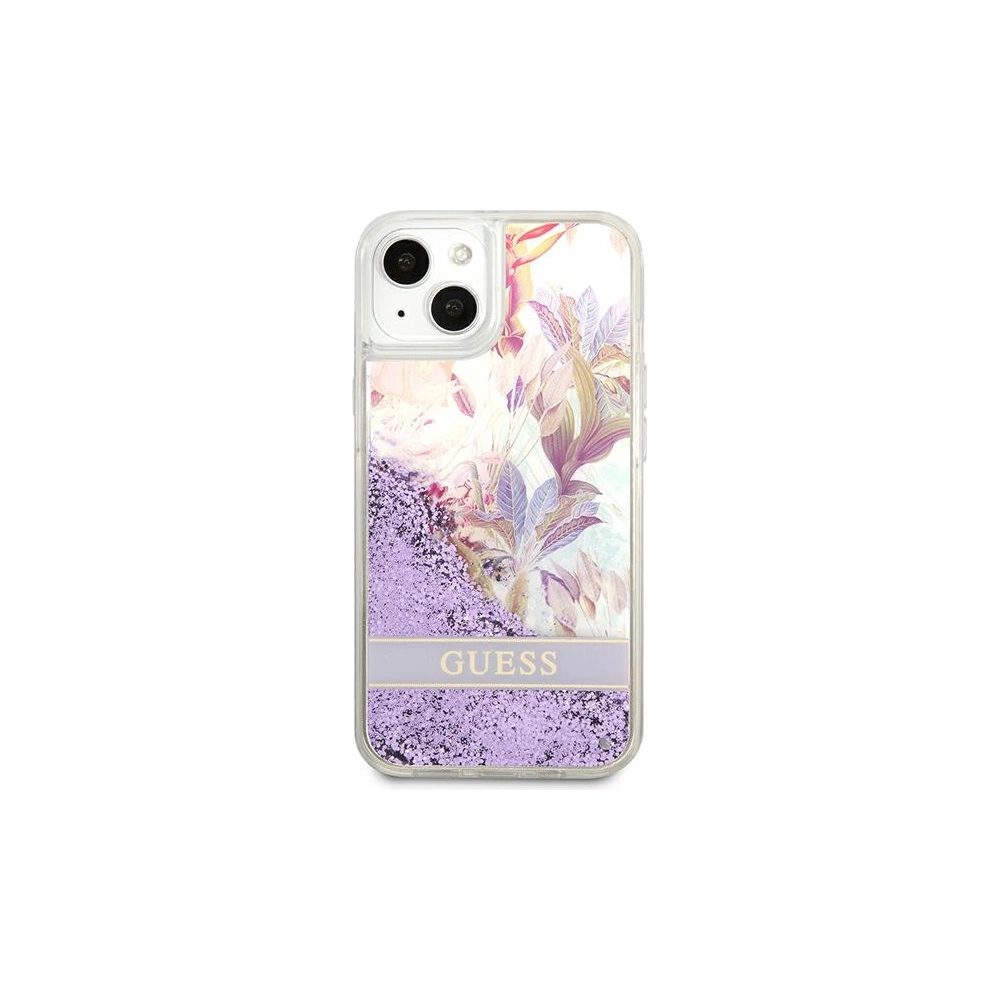 [OUTLET] Etui Guess GUHCP13SLFLSU Apple iPhone 13 mini fioletowy/purple hardcase Flower Liquid Glitter