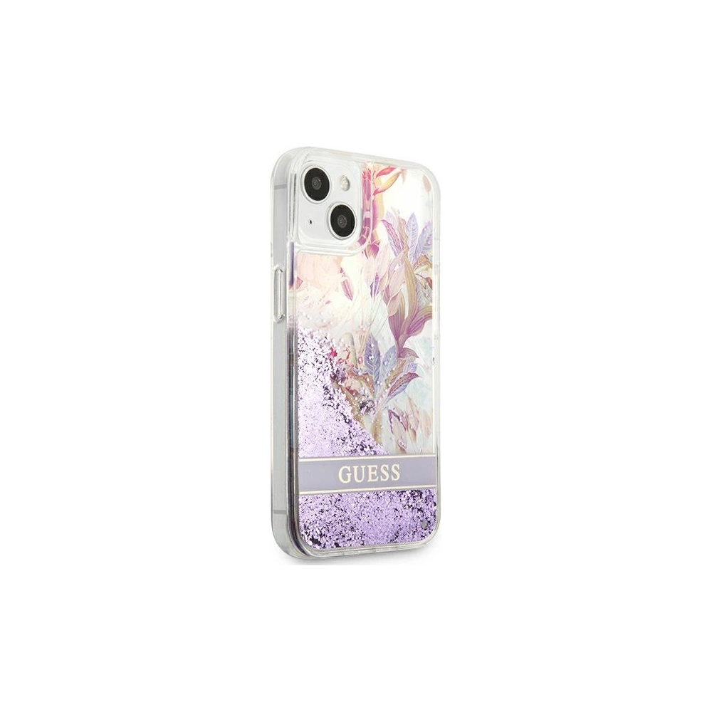 [OUTLET] Etui Guess GUHCP13SLFLSU Apple iPhone 13 mini fioletowy/purple hardcase Flower Liquid Glitter