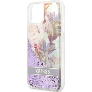 Kup [OUTLET] Etui Guess GUHCP13SLFLSU Apple iPhone 13 mini fioletowy/purple hardcase Flower Liquid Glitter - OT-841 - {ean13} - Sklep Home Screen