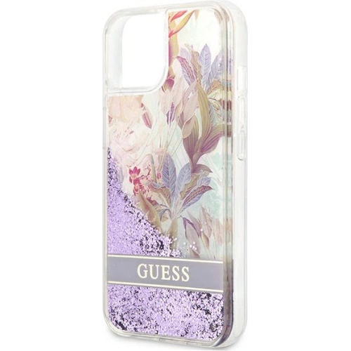 Buy [OUTLET] Case Guess GUHCP13SLFLSU Apple iPhone 13 mini purple hardcase Flower Liquid Glitter - OT-841 - {ean13} - Home Screen Store Europe