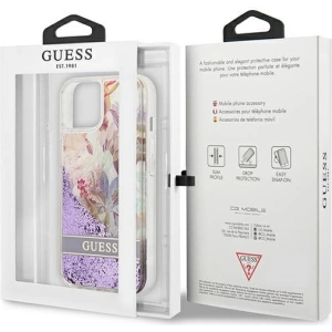 Kup [OUTLET] Etui Guess GUHCP13SLFLSU Apple iPhone 13 mini fioletowy/purple hardcase Flower Liquid Glitter - OT-841 - {ean13} - Sklep Home Screen