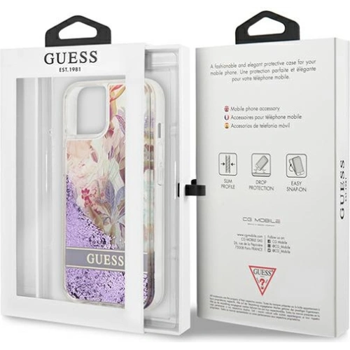 Buy [OUTLET] Case Guess GUHCP13SLFLSU Apple iPhone 13 mini purple hardcase Flower Liquid Glitter - OT-841 - {ean13} - Home Screen Store Europe