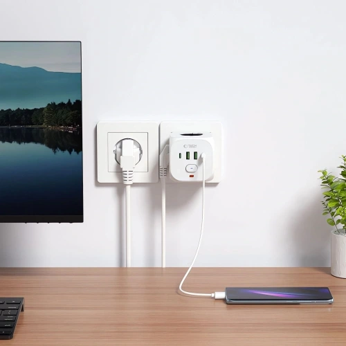 Kup Listwa zasilająca Tech-Protect PCL3X4 Power Socket 2xUSB-A, 2xUSB-C, 3xAC White - THP3819 - {ean13} - Sklep Home Screen