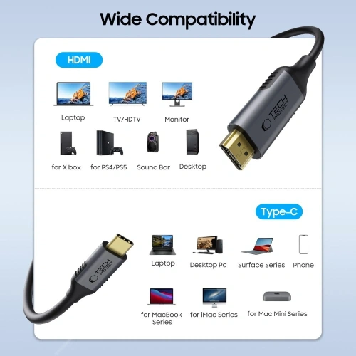Kup Kabel Tech-Protect Ultraboost Cable USB-C / HDMI 2.0 4K 60Hz 180cm Black - THP3822 - {ean13} - Sklep Home Screen