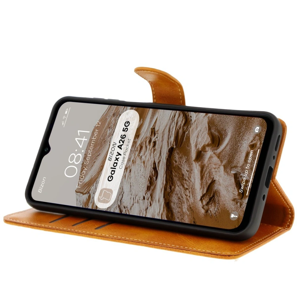 Etui z klapką Bizon Case Pocket do Samsung Galaxy A26 5G brązowe