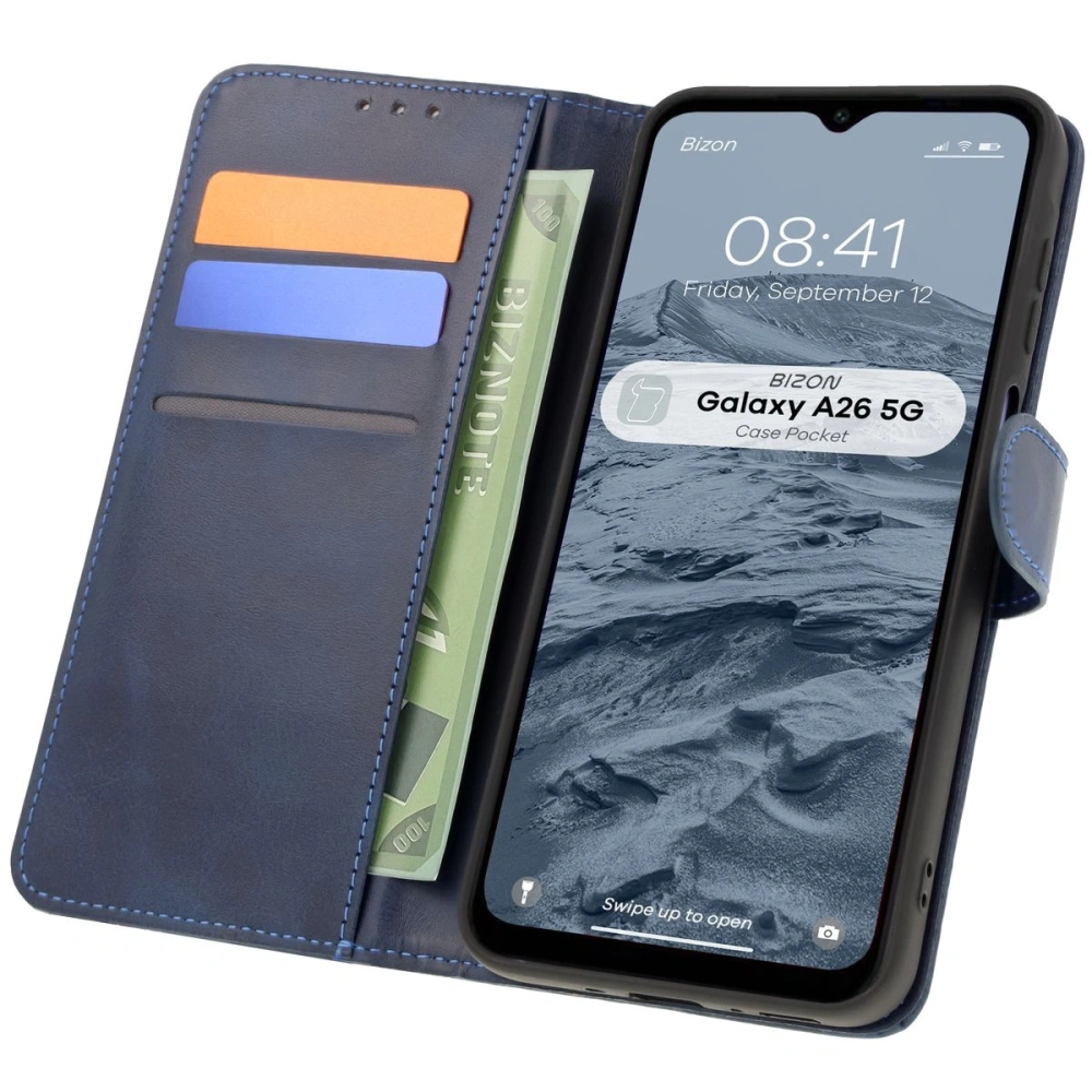 Etui z klapką Bizon Case Pocket do Samsung Galaxy A26 5G granatowe