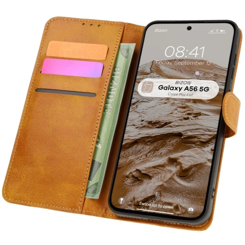 Kup Etui z klapką Bizon Case Pocket do Samsung Galaxy A56 5G brązowe - BIZ8158 - {ean13} - Sklep Home Screen