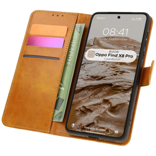 Kup Etui z klapką Bizon Case Pocket do Oppo Find X8 Pro brązowe - BIZ8159 - {ean13} - Sklep Home Screen