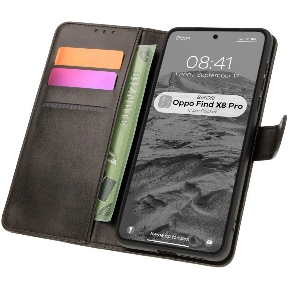 Etui z klapką Bizon Case Pocket do Oppo Find X8 Pro czarne