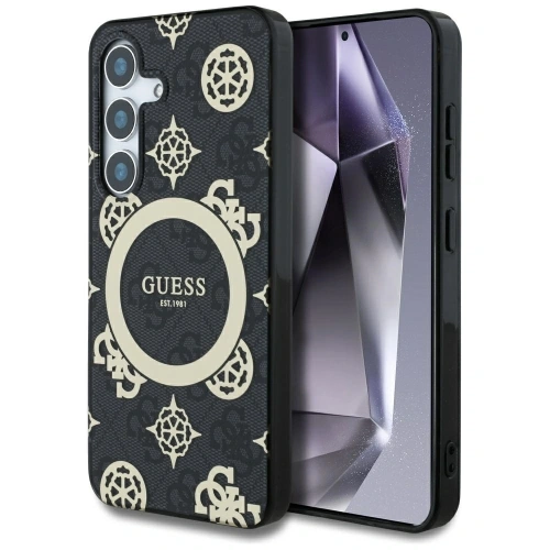 Kup Guess 4G Fundal Aur Electroplacat Model Bujor MagSafe Samsung Galaxy S25 negru - GUE4240 - {ean13} - Sklep Home Screen