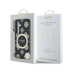 Buy Guess 4G Background Gold Electroplated Peony Pattern MagSafe Samsung Galaxy S25 black - GUE4240 - {ean13} - Home Screen Store Europe