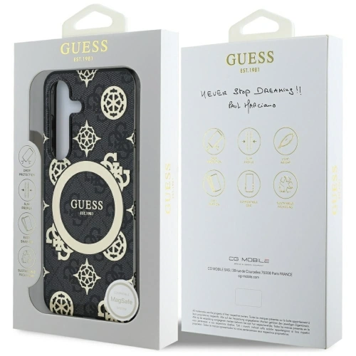 Kup Etui Guess 4G Background Gold Electroplated Peony Pattern MagSafe do Samsung Galaxy S25 czarny - GUE4240 - {ean13} - Sklep Home Screen