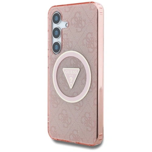 Kup Guess butoane triunghiulare glitter 4G MagSafe Samsung Galaxy S25 roz - GUE4243 - {ean13} - Sklep Home Screen