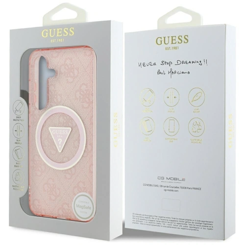 Kup Etui Guess 4G Glitter Triangle Buttons MagSafe do Samsung Galaxy S25 różowy - GUE4243 - {ean13} - Sklep Home Screen