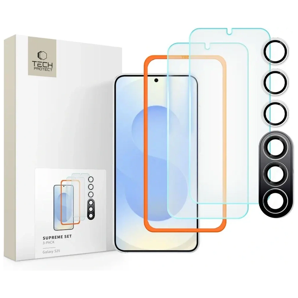 Szkło hartowane Tech-Protect Supreme Set Samsung Galaxy S25 Clear [3 PACK]