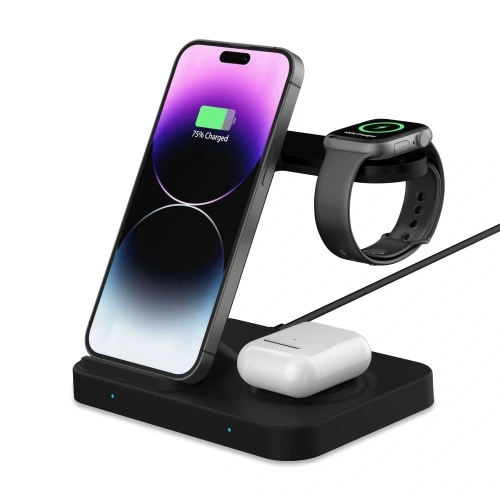 Buy Tech-Protect QI15W-A37 3in1 Wireless Charger For Android & Apple Black - THP3838 - {ean13} - Home Screen Store Europe