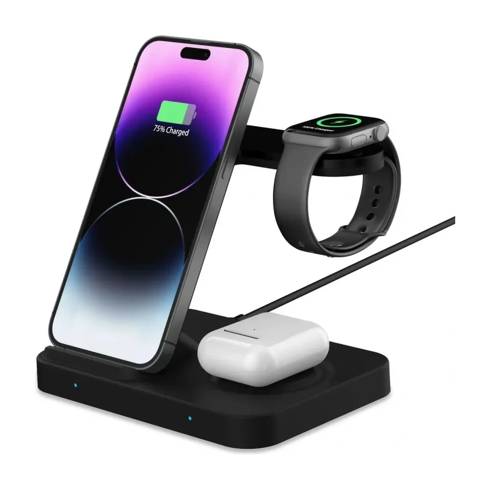 Ładowarka bezprzewodowa Tech-Protect QI15W-A37 3in1 Wireless Charger For Android & Apple Black