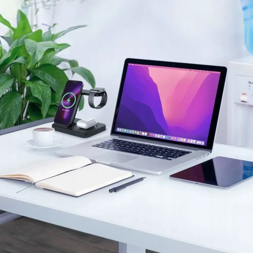 Kup Bezdrátová nabíječka Tech-Protect QI15W-A37 3in1 bezdrátová nabíječka pro Android a Apple černá - THP3838 - {ean13} - Sklep Home Screen