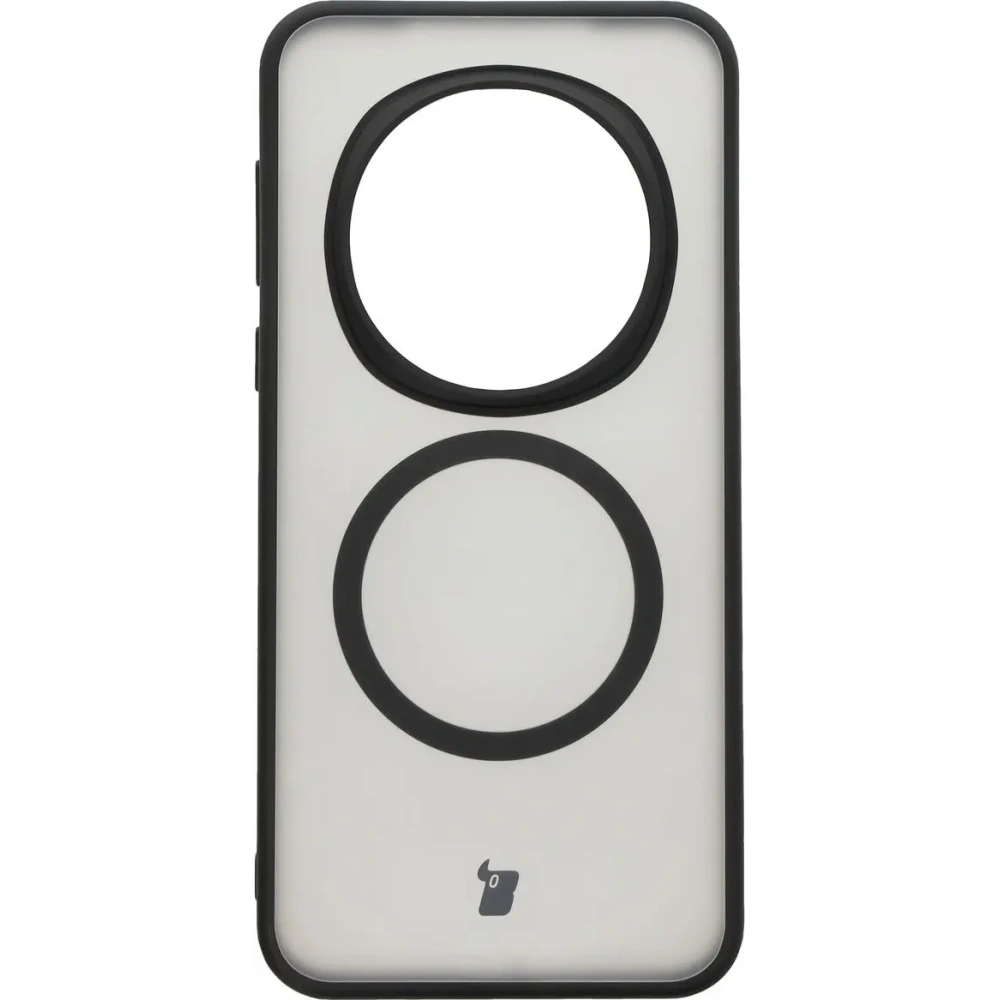 Etui z pierścieniem magnetycznym Bizon Case MatteO do Honor Magic7 Pro półprzezroczyste z czarną ramką