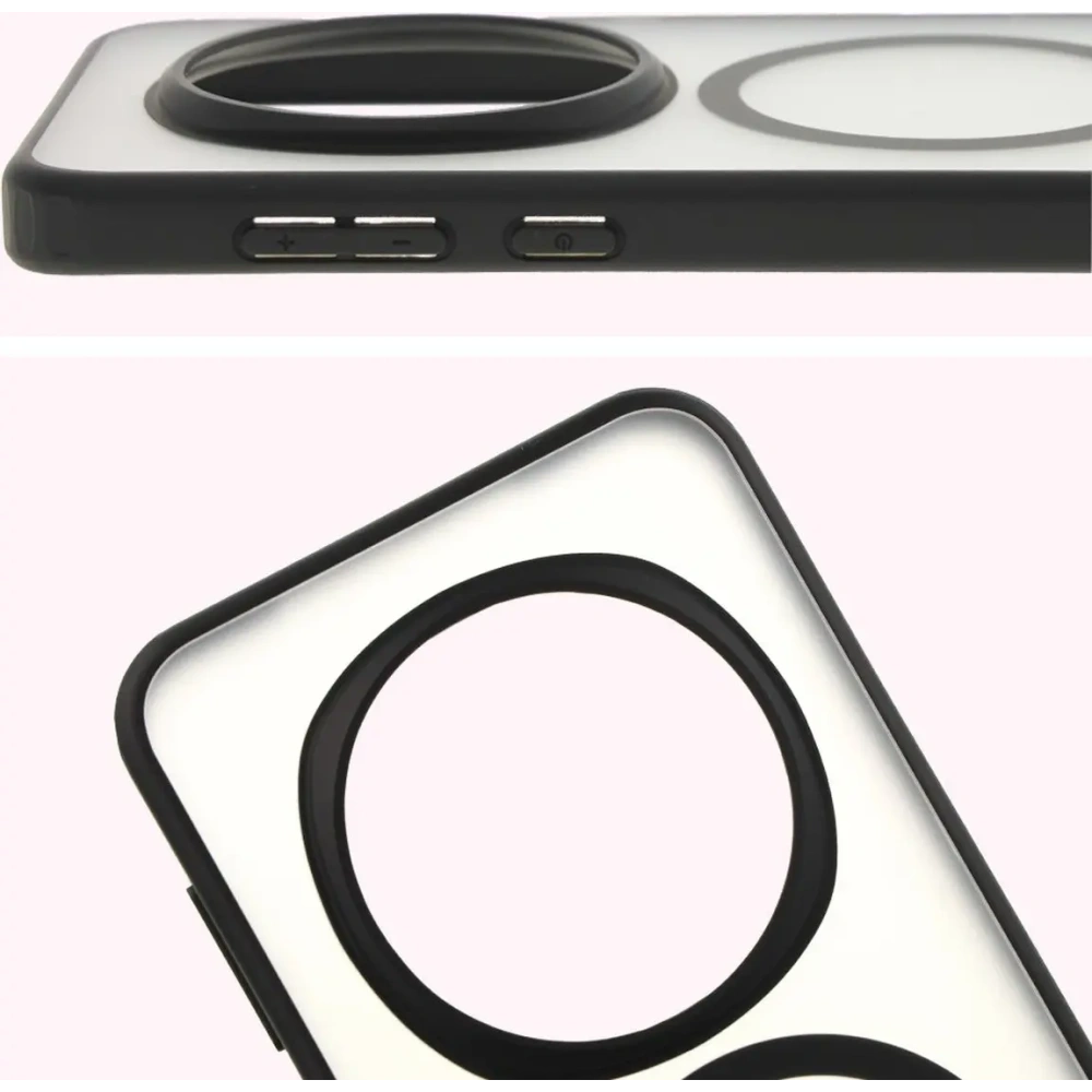 Etui z pierścieniem magnetycznym Bizon Case MatteO do Honor Magic7 Pro półprzezroczyste z czarną ramką