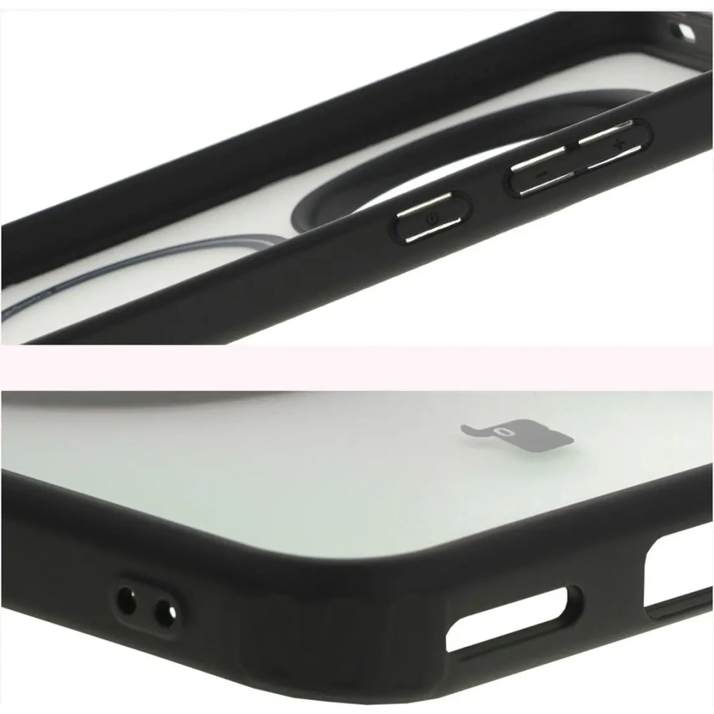 Etui z pierścieniem magnetycznym Bizon Case MatteO do Honor Magic7 Pro półprzezroczyste z czarną ramką