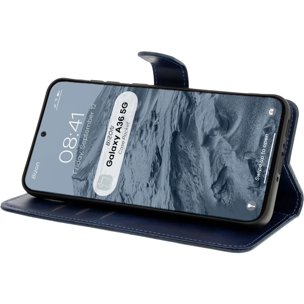 Etui z klapką Bizon Case Pocket do Samsung Galaxy A36 5G granatowe