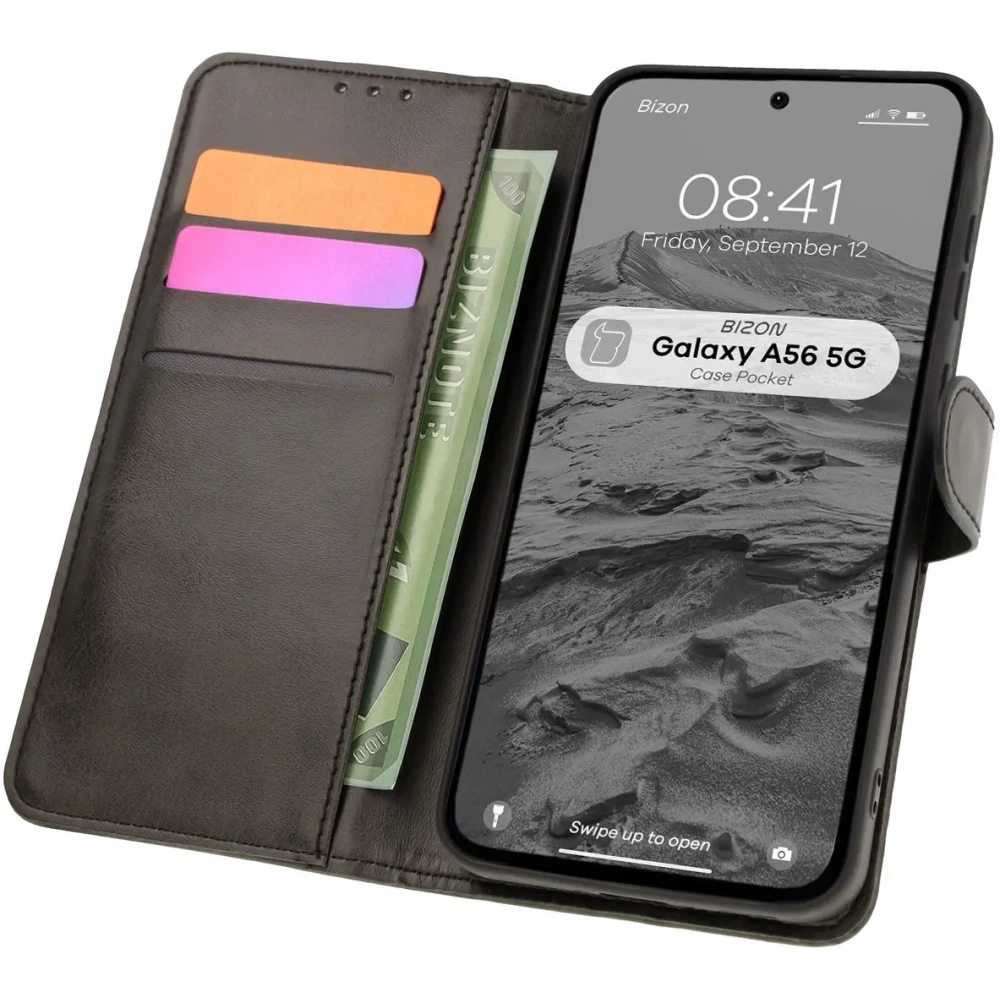 Etui z klapką Bizon Case Pocket do Samsung Galaxy A56 5G czarne