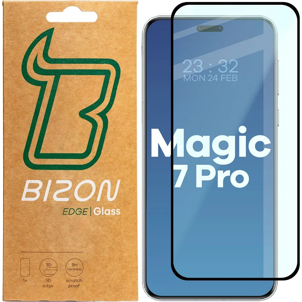 Szkło hartowane Bizon Glass Edge 3D do Honor Magic7 Pro czarna ramka