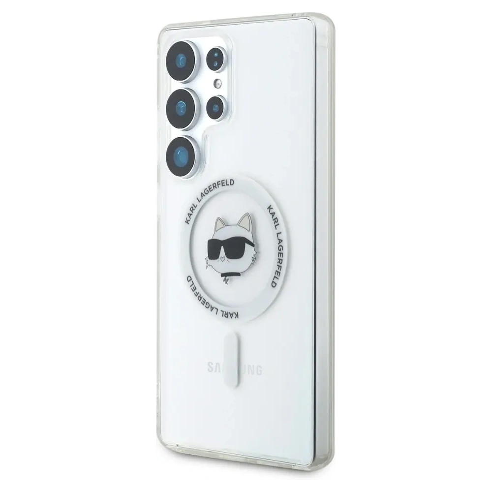 Etui Karl Lagerfeld Button Choupette Head Printed Logo MagSafe Samsung Galaxy S25 Ultra biały