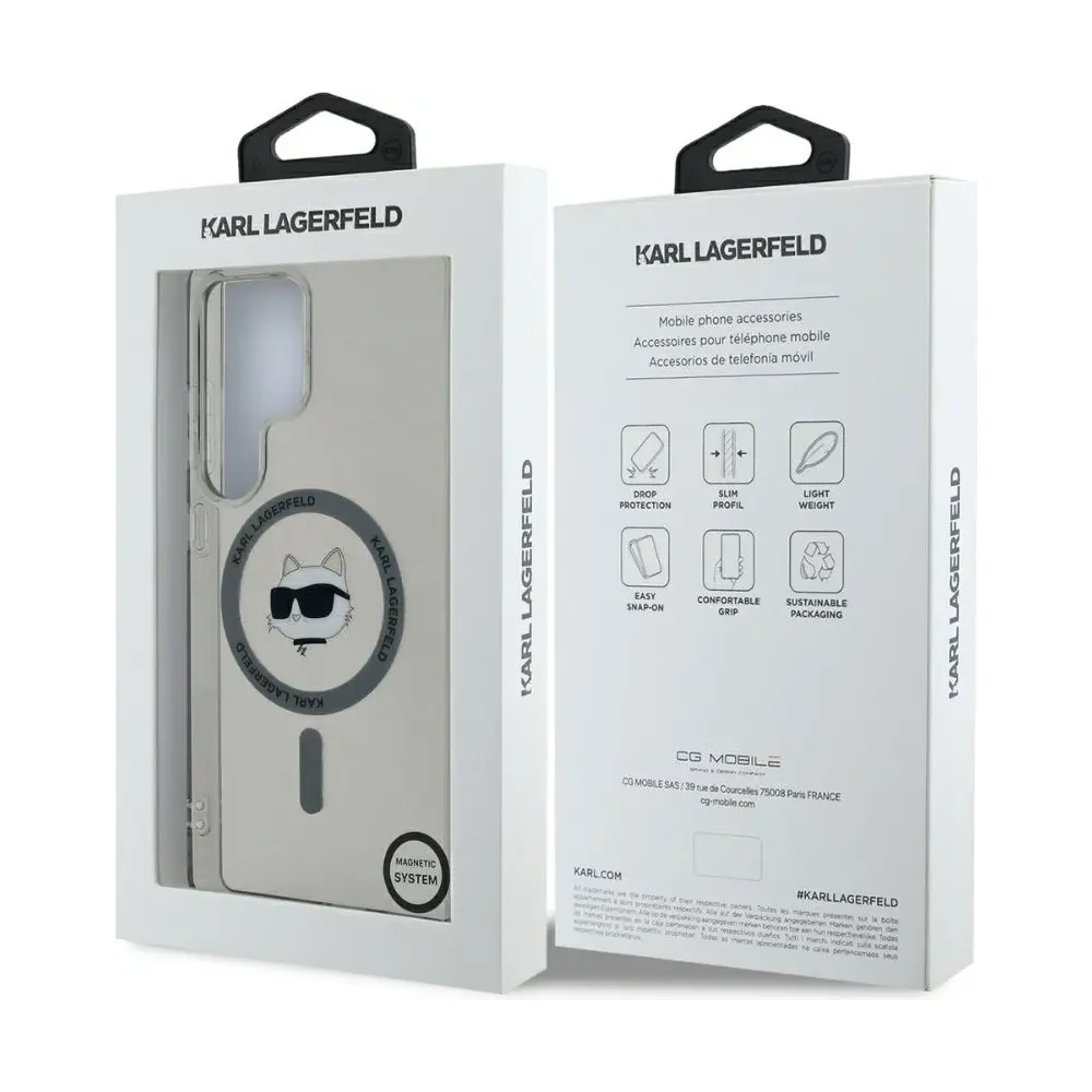 Etui Karl Lagerfeld Button Choupette Head Printed Logo MagSafe Samsung Galaxy S25 Ultra czarny