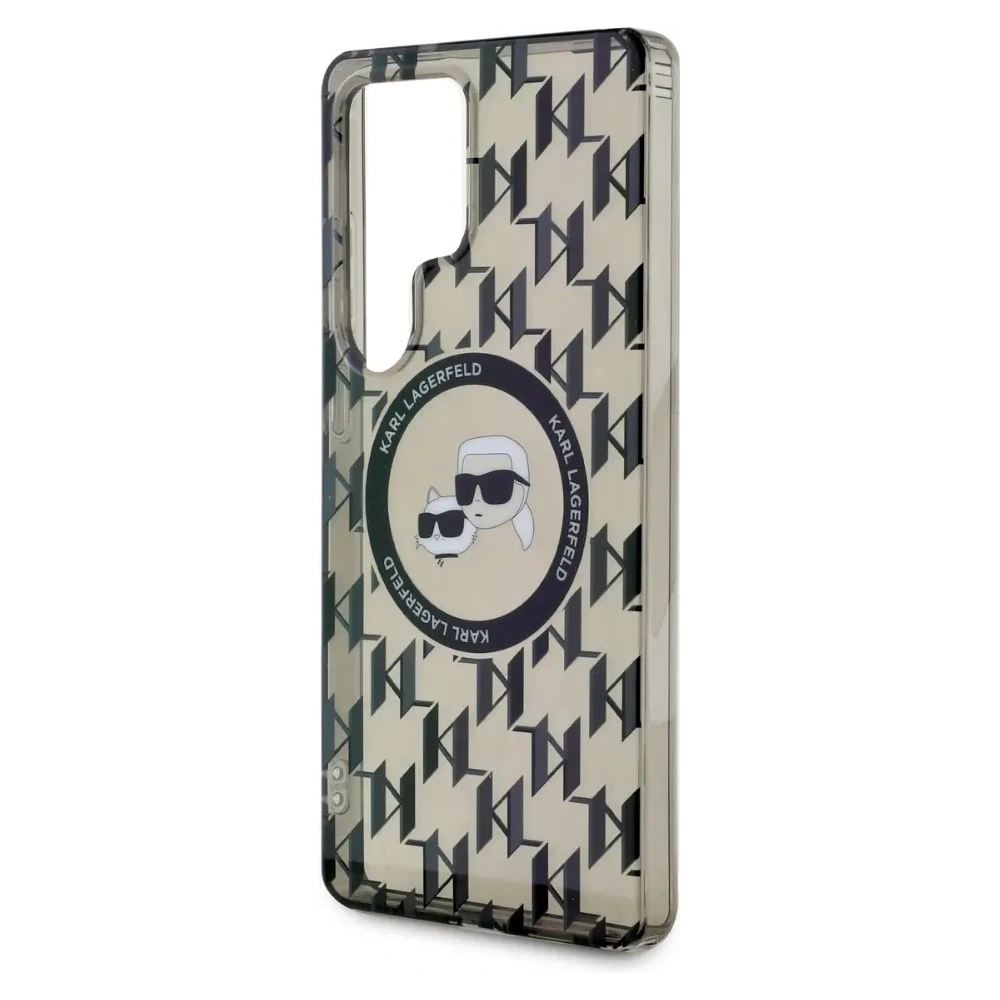 Etui Karl Lagerfeld Button Karl & Choupette Heads On KL Pattern MagSafe Samsung Galaxy S25 Ultra czarny