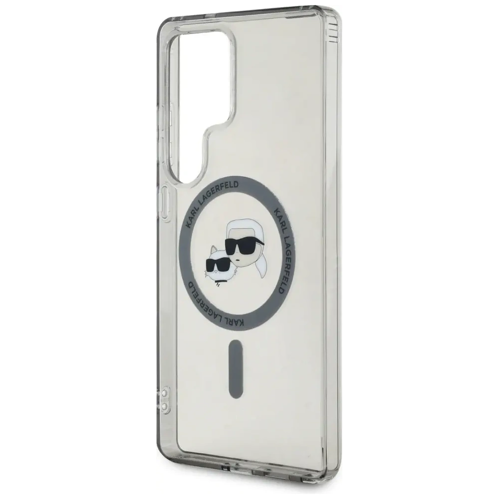 Etui Karl Lagerfeld Button Karl & Choupette Heads Printed Logo MagSafe Samsung Galaxy S25 Ultra czarny