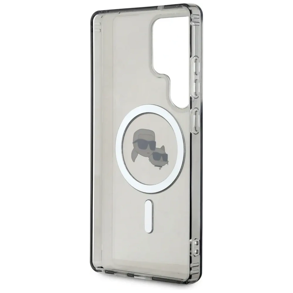 Etui Karl Lagerfeld Button Karl & Choupette Heads Printed Logo MagSafe Samsung Galaxy S25 Ultra czarny