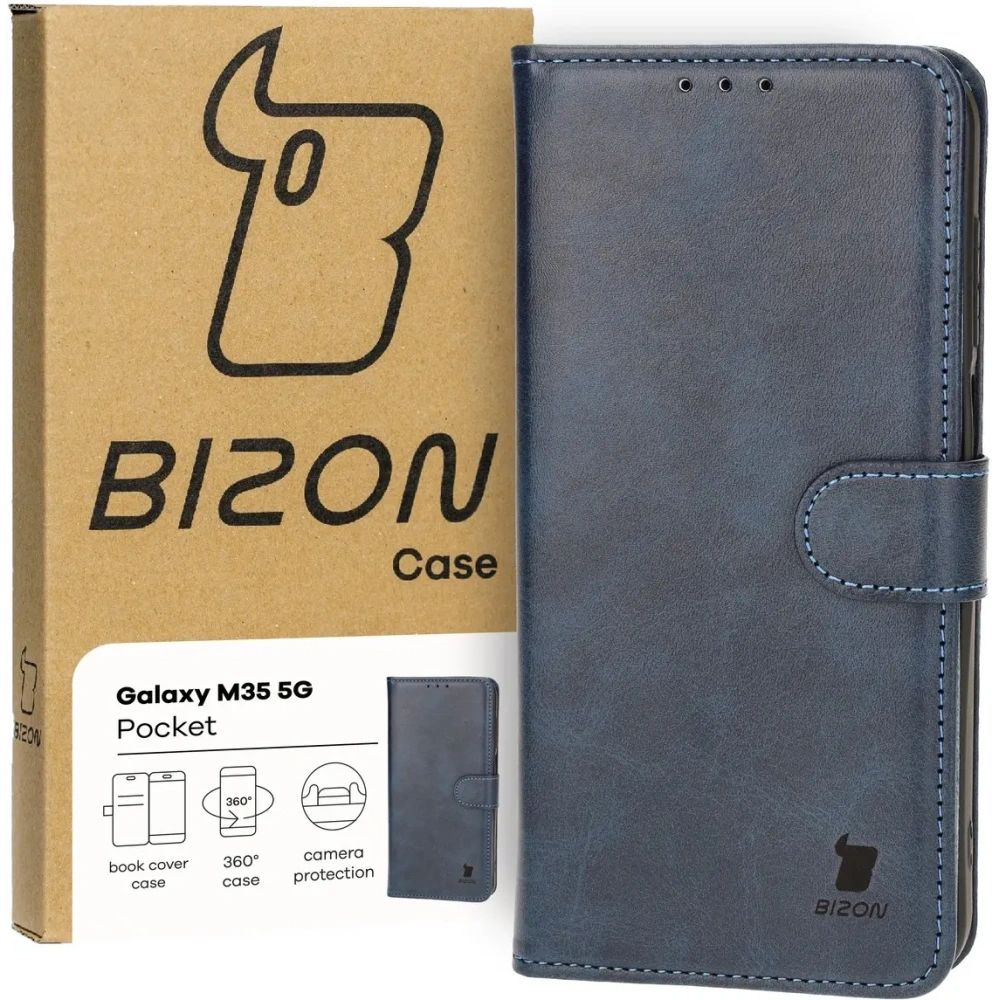 Etui z klapką Bizon Case Pocket do Samsung Galaxy M35 5G granatowe