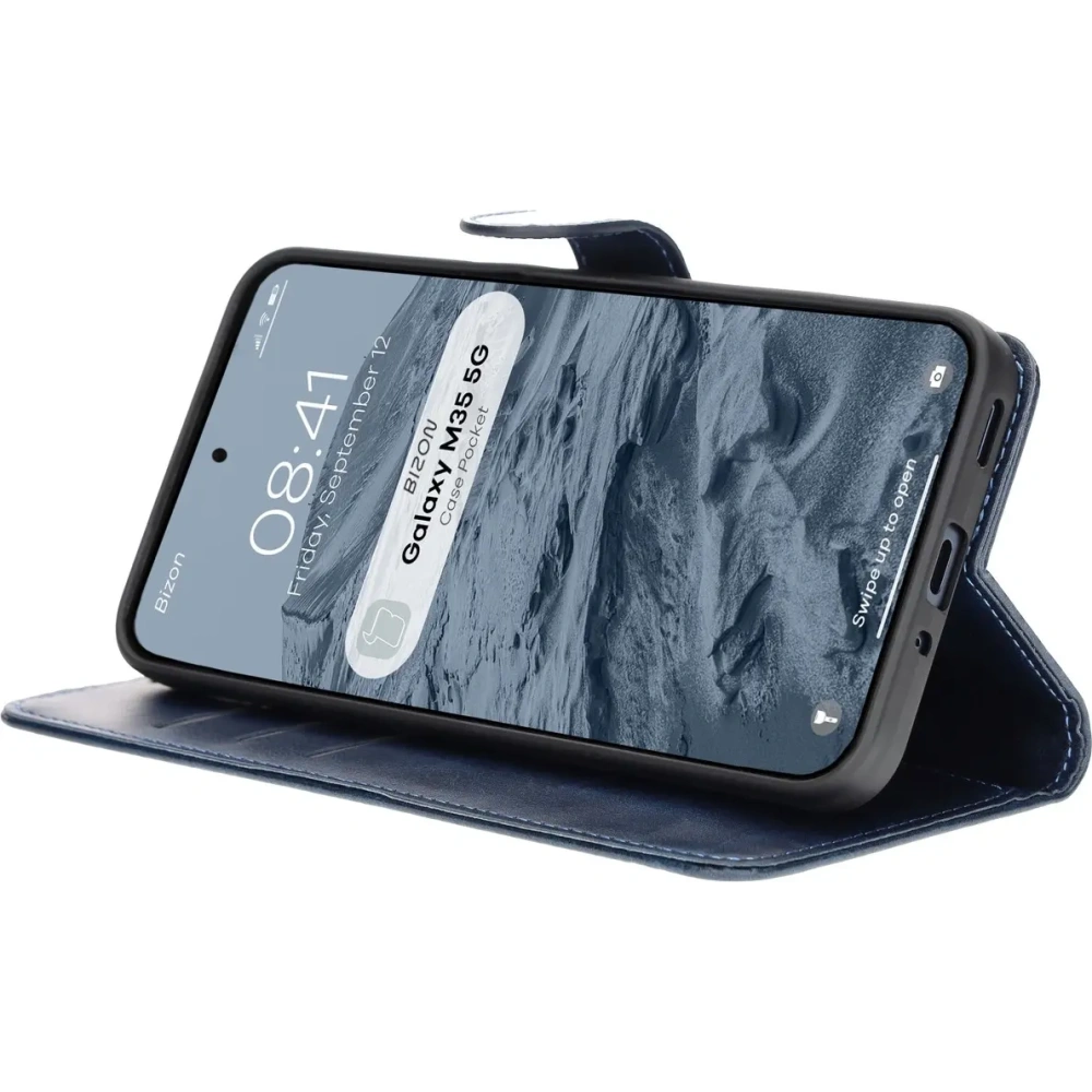 Etui z klapką Bizon Case Pocket do Samsung Galaxy M35 5G granatowe