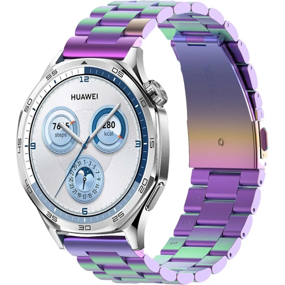 Pasek ze stali nierdzewnej Bizon Strap Watch Aura do Smartwatcha 22 mm tęczowy