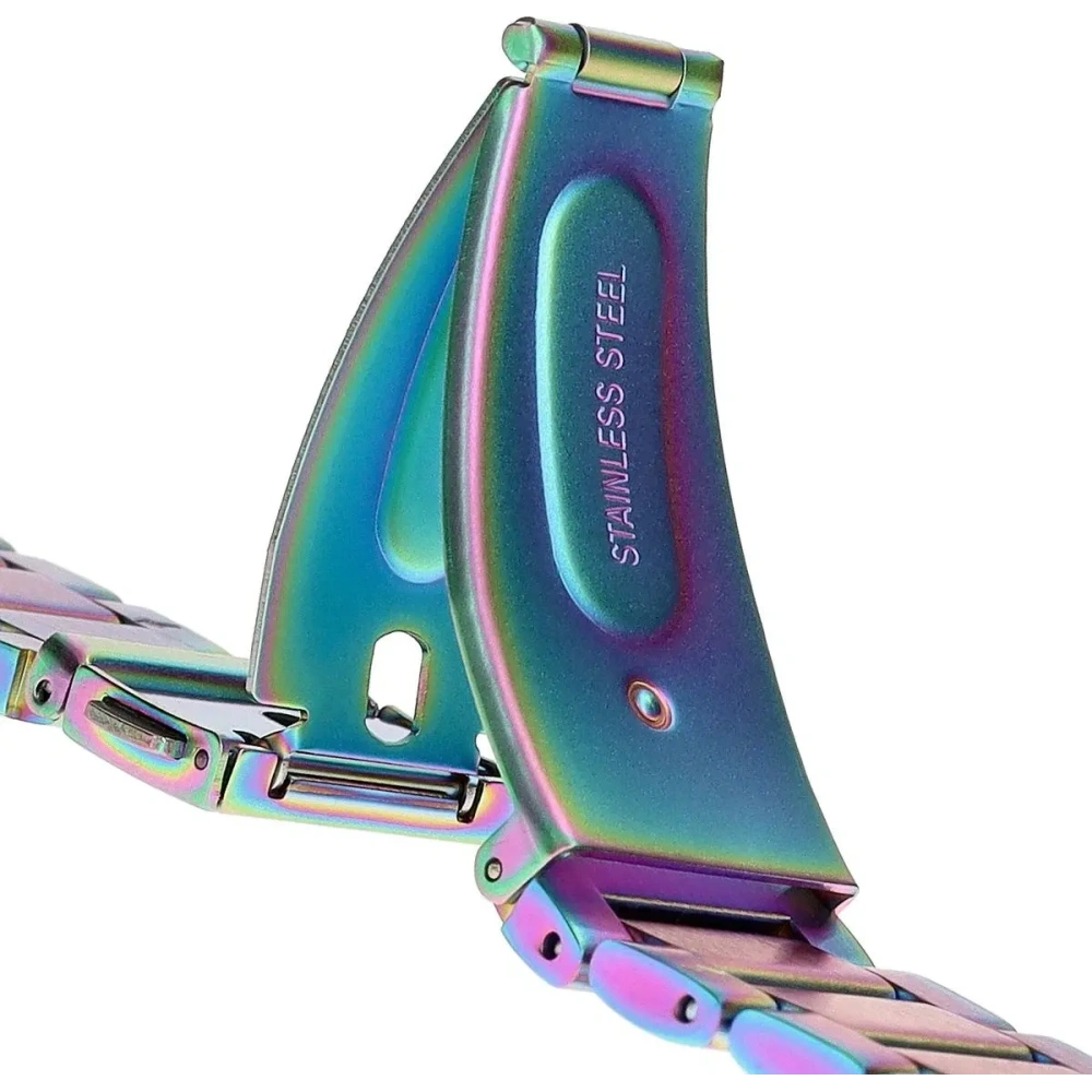 Pasek ze stali nierdzewnej Bizon Strap Watch Aura do Smartwatcha 22 mm tęczowy