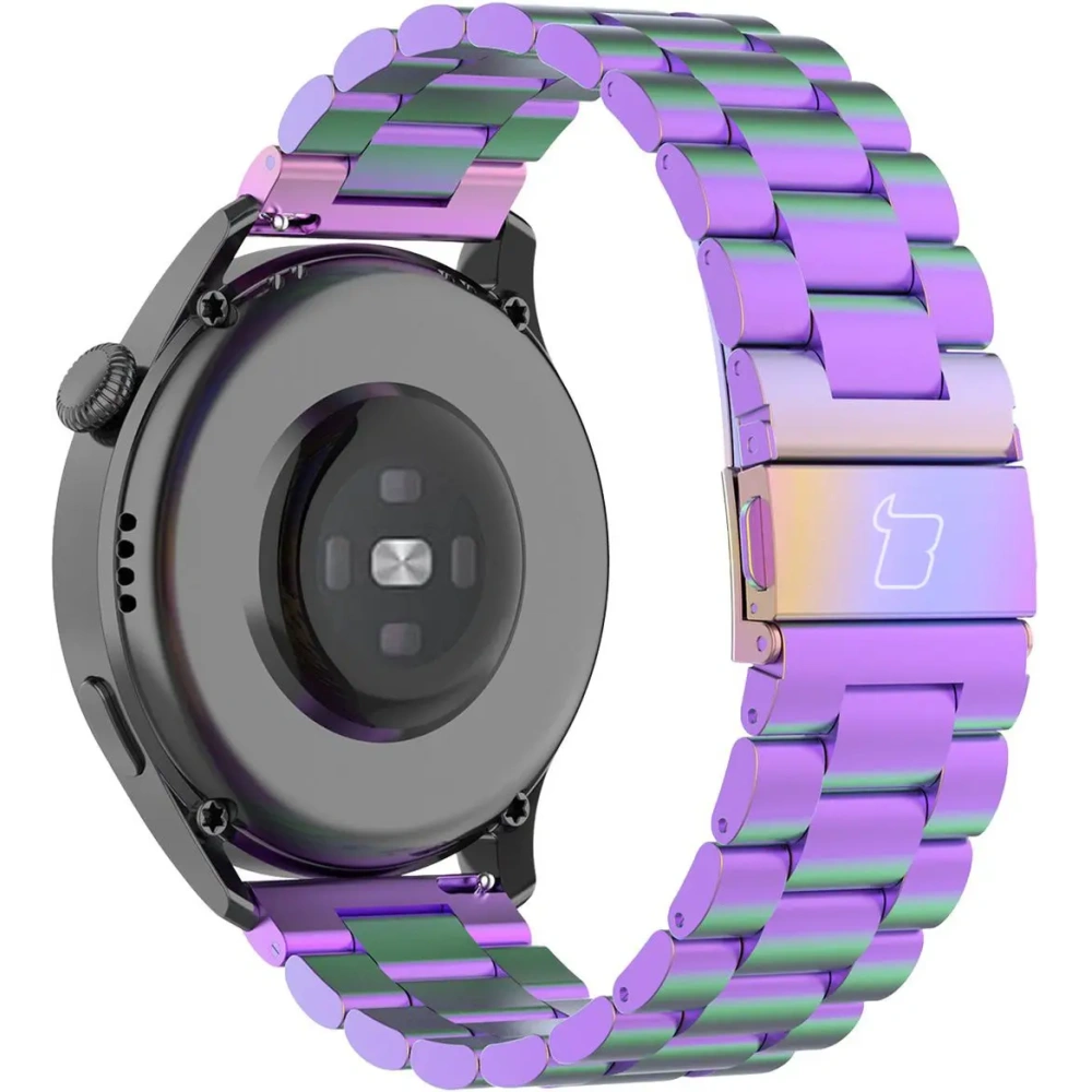 Pasek ze stali nierdzewnej Bizon Strap Watch Aura do Smartwatcha 22 mm tęczowy