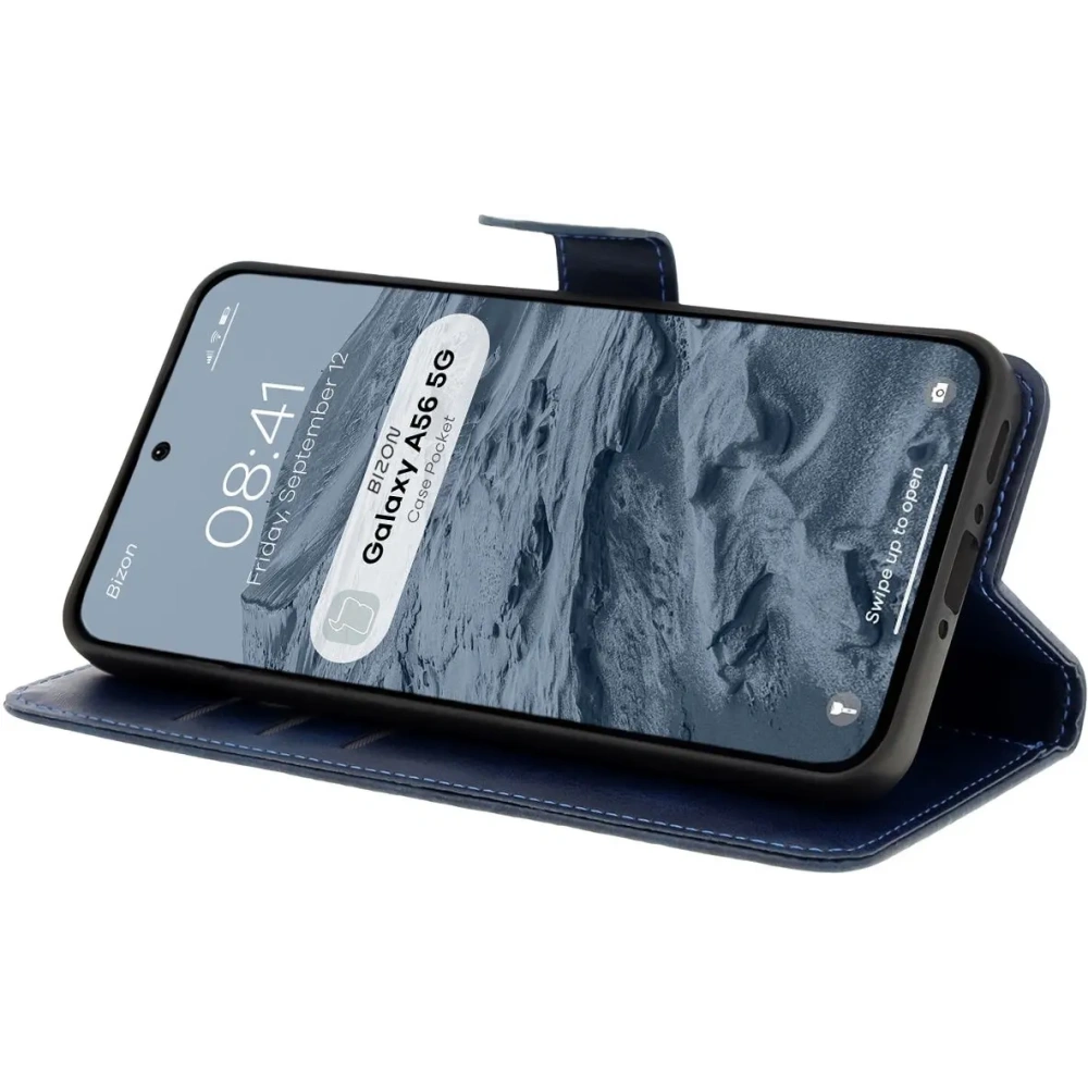 Etui z klapką Bizon Case Pocket do Samsung Galaxy A56 5G granatowe